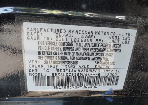 2024 Nissan Sentra Sv Xtronic Cvt from USA, damaged, VIN 3N1AB8CV0RY366406